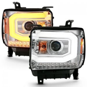 GMC Sierra 1500 14-15 / 2500hd/3500hd 15-19 Chrome Projector headlights  Housing With Switchback C Light Bar - Image 7