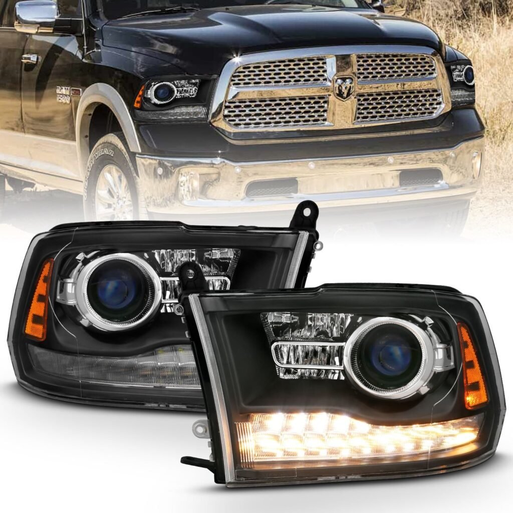Dodge Ram 1500 09-18 /Ram 2500/3500 10-18 Projector Headlights Black Amber