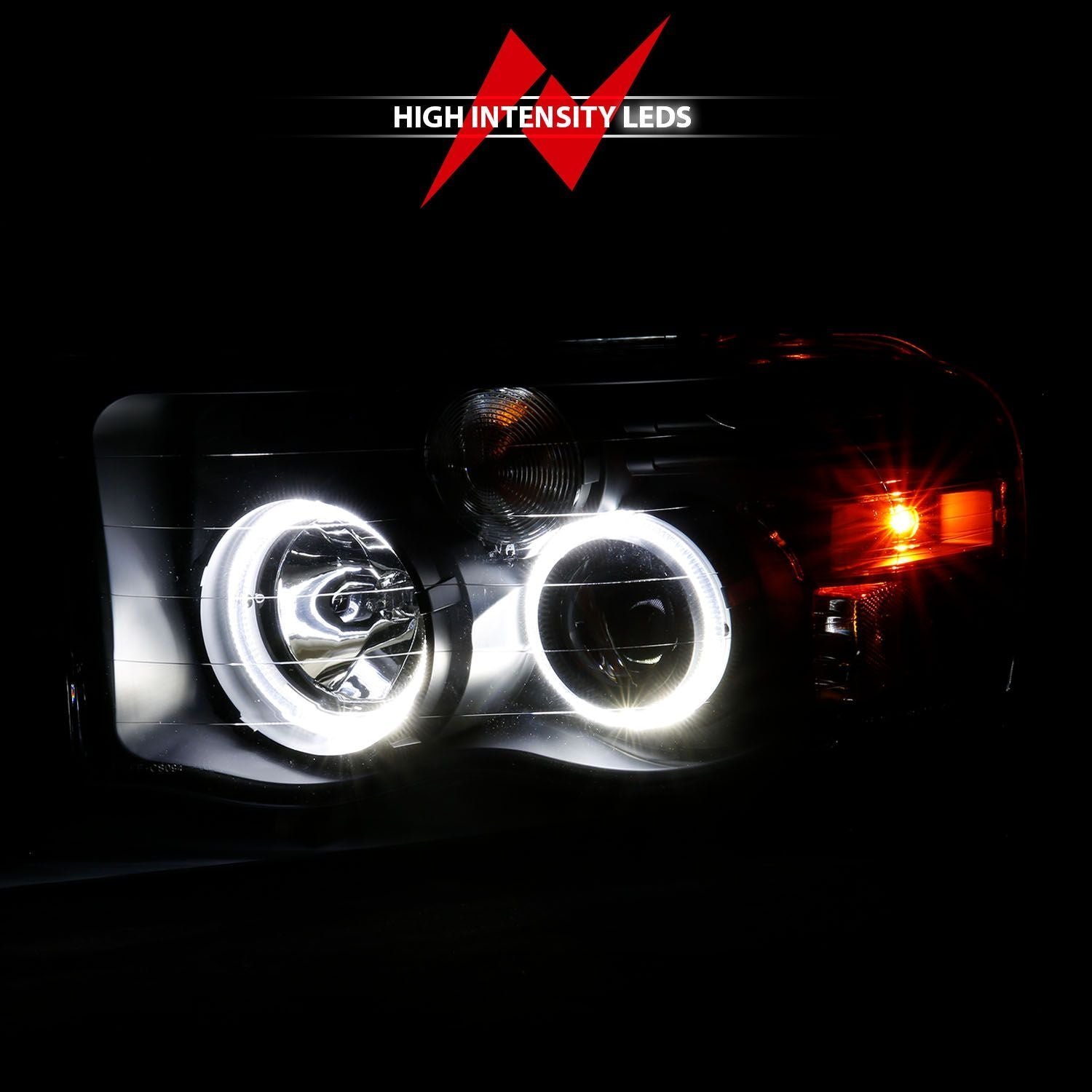 Dodge Ram 1500 02-05 Ram 2500/3500 03-05 Projector Halo Headlights Black Clear - Image 7