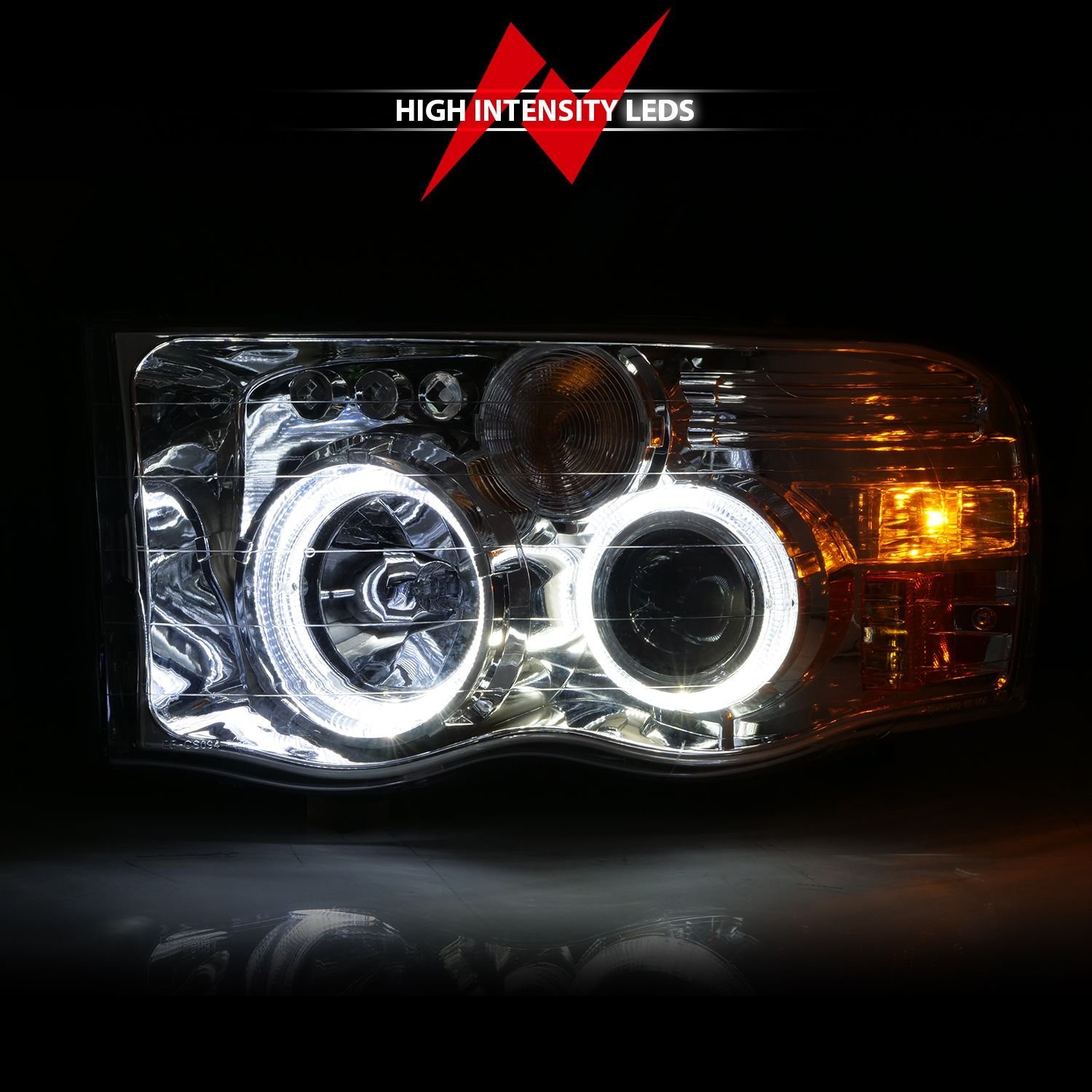 Dodge Ram 1500 02-05 Ram 2500/3500 03-05 Projector Halo Headlights Chrome Clear - Image 6