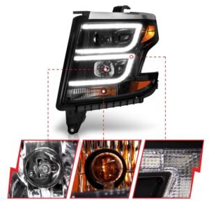 Chevy Tahoe/suburban 15-20 Projector C Bar Headlight - Black - Image 3