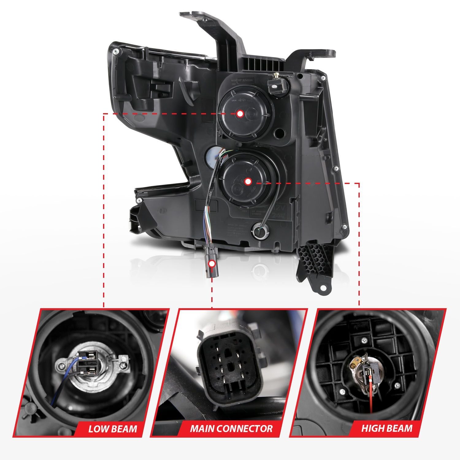Chevy Tahoe/suburban 15-20 Projector C Bar Headlight - Black - Image 5