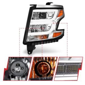 Chevy Tahoe/suburban 15-20 Projector C Bar Headlight - Chrome - Image 3