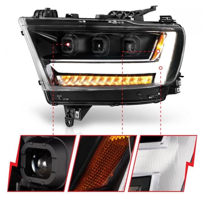 Ram 1500 (New Body) 19-21 Full Led Projector Headlights Black