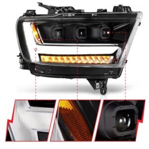 Ram 1500 (New Body) 19-21 Full Led Projector Headlights Black - Image 2