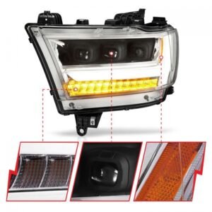 Ram 1500 (New Body) 19-21 Full Led Projector Headlights Chrome - Image 3