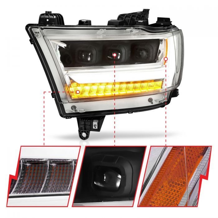 Ram 1500 (New Body) 19-21 Full Led Projector Headlights Chrome