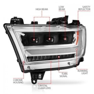 Ram 1500 (New Body) 19-21 Full Led Projector Headlights Chrome - Image 4