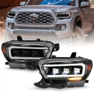 Toyota Tacoma 16-22 Led Projector Headlights Plank Style Black - Image 1
