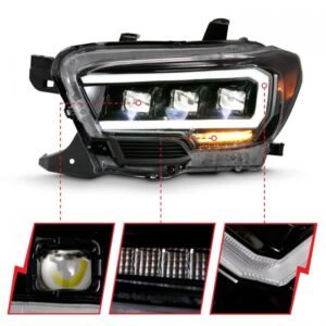 Toyota Tacoma 16-22 Led Projector Headlights Plank Style Black - Image 5