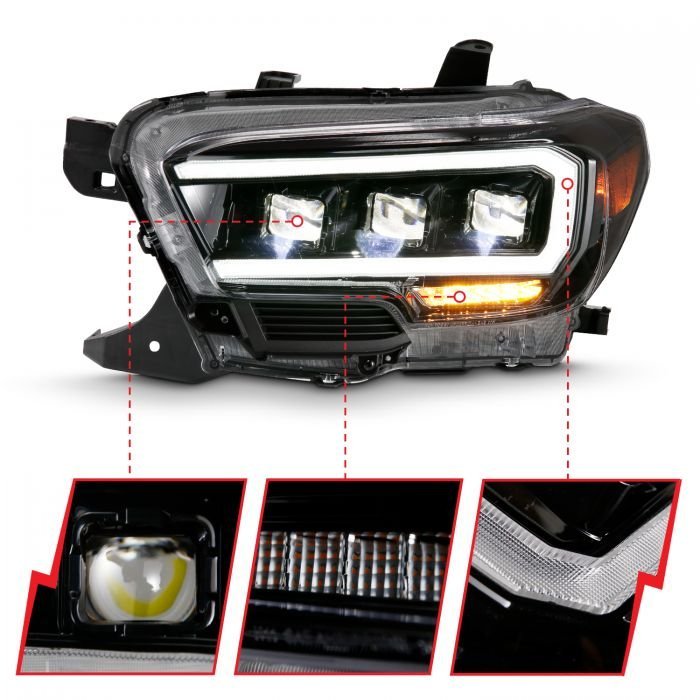 Toyota Tacoma 16-22 Led Projector Headlights Plank Style Black
