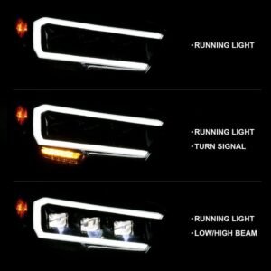 Toyota Tacoma 16-22 Led Projector Headlights Plank Style Black - Image 3