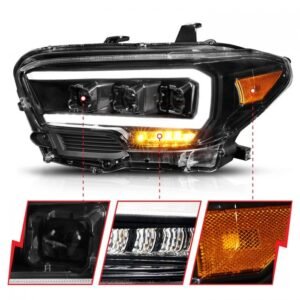 Toyota Tacoma 16- 22 Full Led Projector Headlights Plank Style Black Amber (for Led Drl) - Image 4
