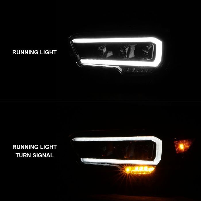 Toyota Tacoma 16- 22 Full Led Projector Headlights Plank Style Black Amber (for Led Drl)