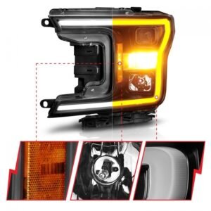 Ford F-150 18-20 Projector Plank Style Switchback Headlights Black - Image 2