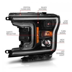 Ford F-150 18-20 Projector Plank Style Switchback Headlights Black - Image 3