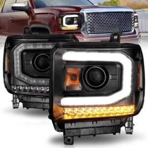 GMC Sierra 1500 14-15/ 2500hd/3500hd 15-19 Projector Headlights Light Bar Black - Image 1