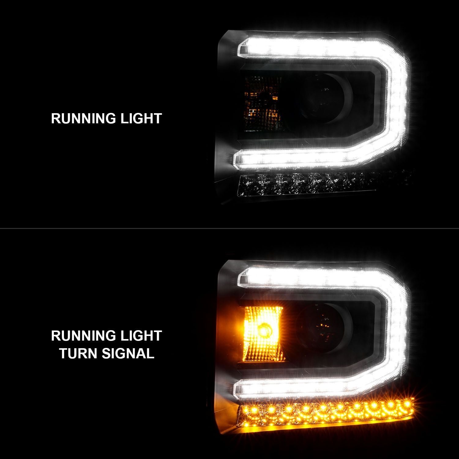 GMC Sierra 1500 14-15/ 2500hd/3500hd 15-19 Projector Headlights Light Bar Black - Image 4