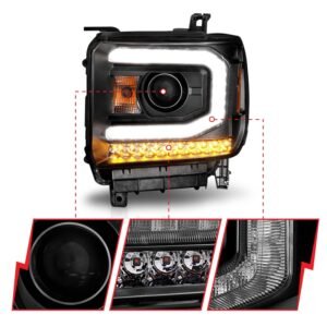 GMC Sierra 1500 14-15/ 2500hd/3500hd 15-19 Projector Headlights Light Bar Black - Image 6