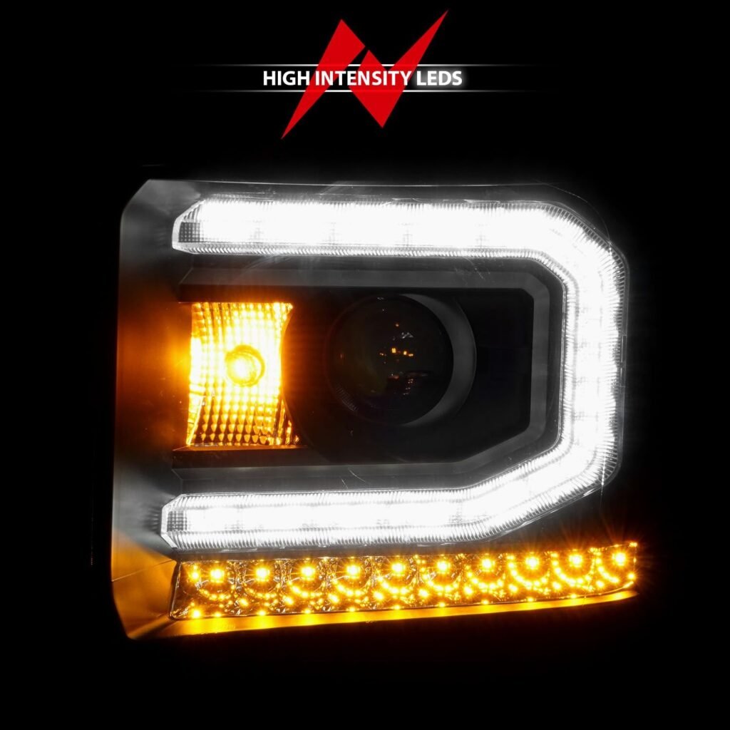 GMC Sierra 1500 14-15/ 2500hd/3500hd 15-19 Projector Headlights Light Bar Black