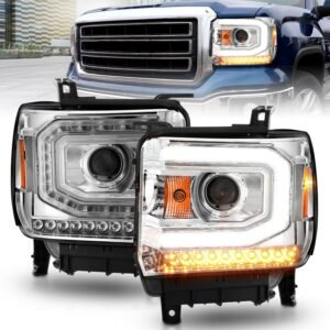 GMC Sierra 1500 14-15/ 2500hd/3500hd 15-19 Projector Headlights Light Bar Chrome - Image 1