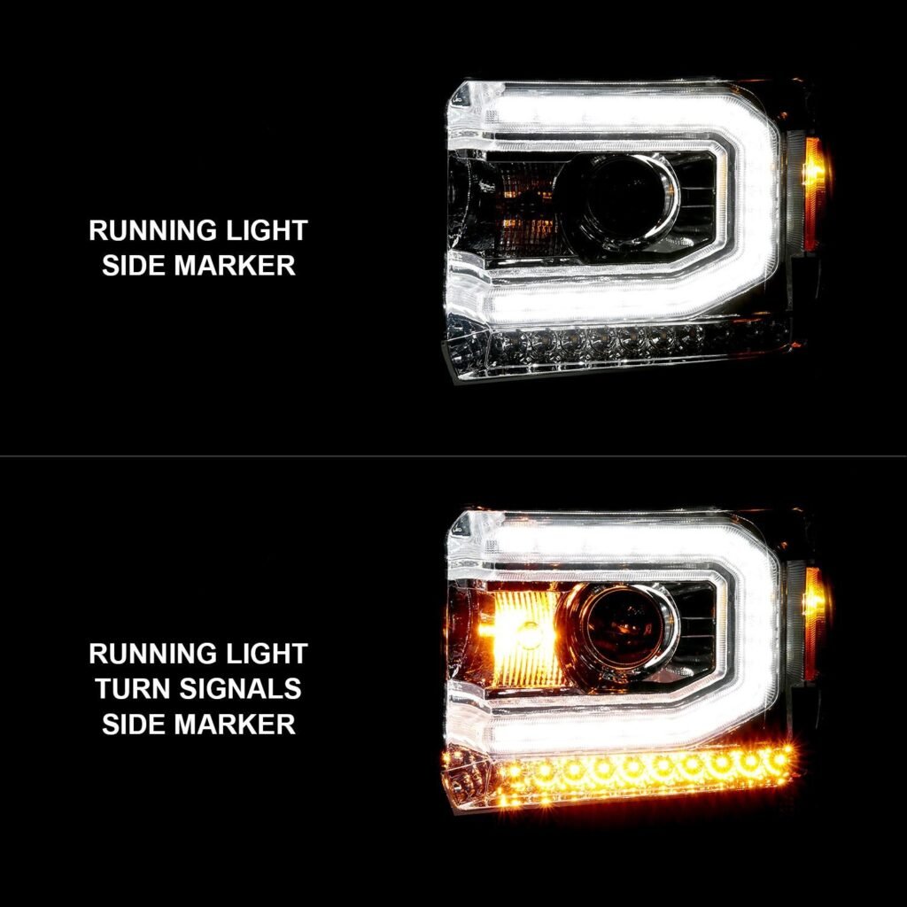 GMC Sierra 1500 14-15/ 2500hd/3500hd 15-19 Projector Headlights Light Bar Chrome