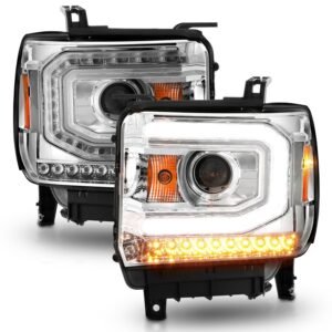 GMC Sierra 1500 14-15/ 2500hd/3500hd 15-19 Projector Headlights Light Bar Chrome - Image 2