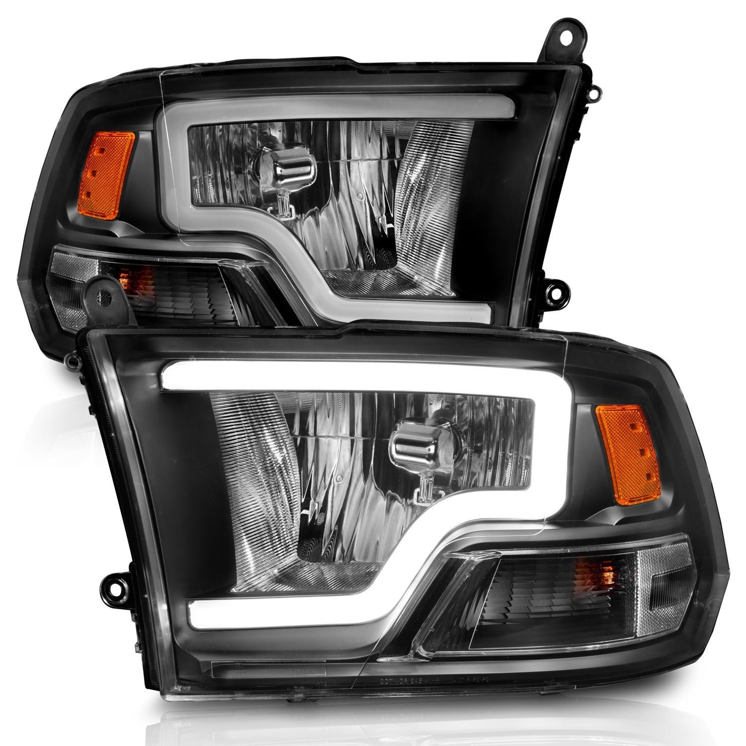Dodge Ram 1500 09-18 /Ram 2500/3500 10-18 Halogen Headlights Black - Image 2