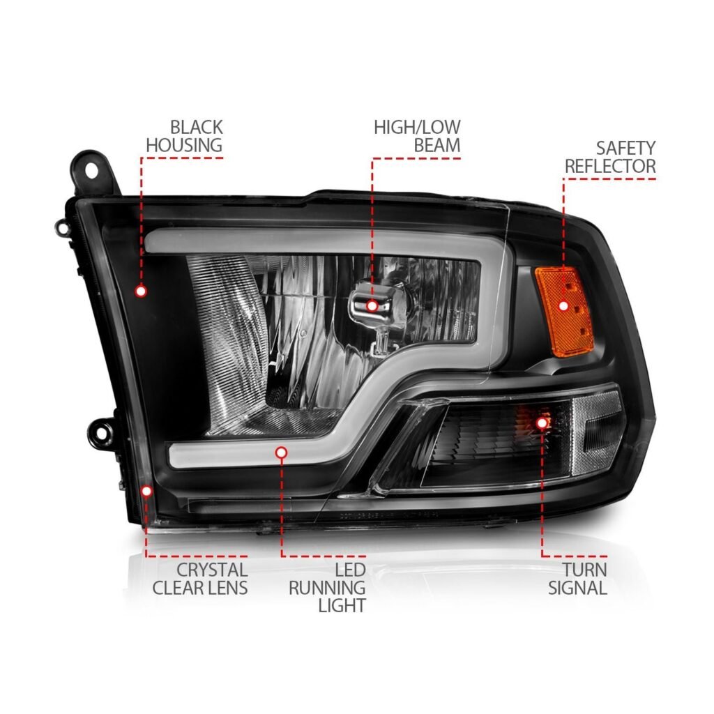 Dodge Ram 1500 09-18 /Ram 2500/3500 10-18 Halogen Headlights Black