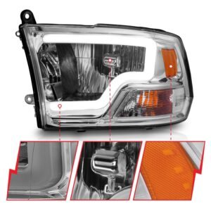 Dodge Ram 1500 09-18 /Ram 2500/3500 10-18 Halogen Headlights Chrome - Image 4