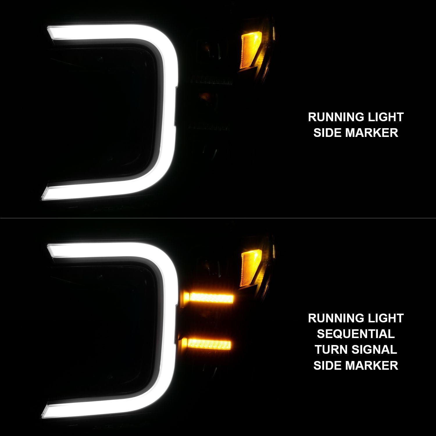 Ford F-150 18-20 Full Led Smoke C-bar Projector Headlights Black W/ Sequential Signal - Image 2