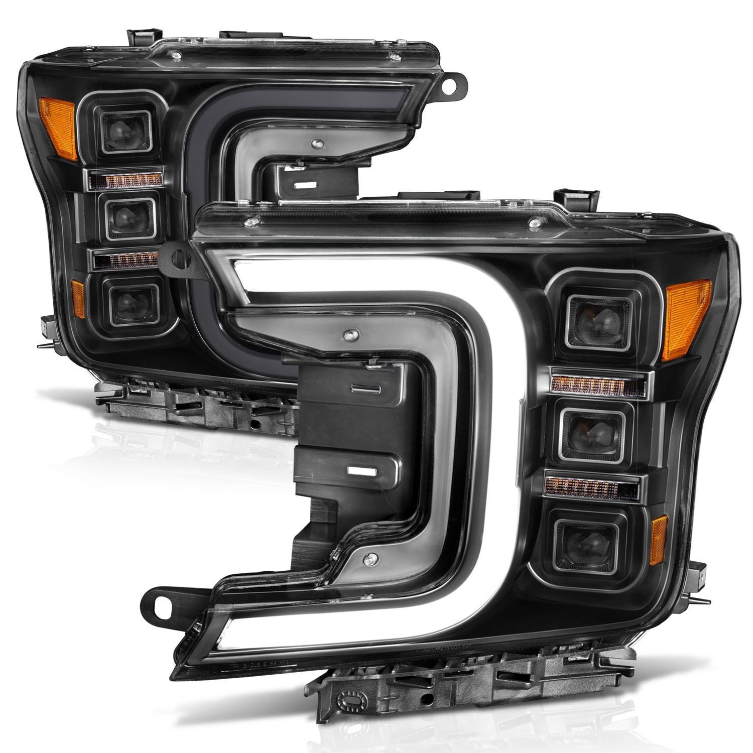 Ford F-150 18-20 Full Led Smoke C-bar Projector Headlights Black W/ Sequential Signal - Image 7