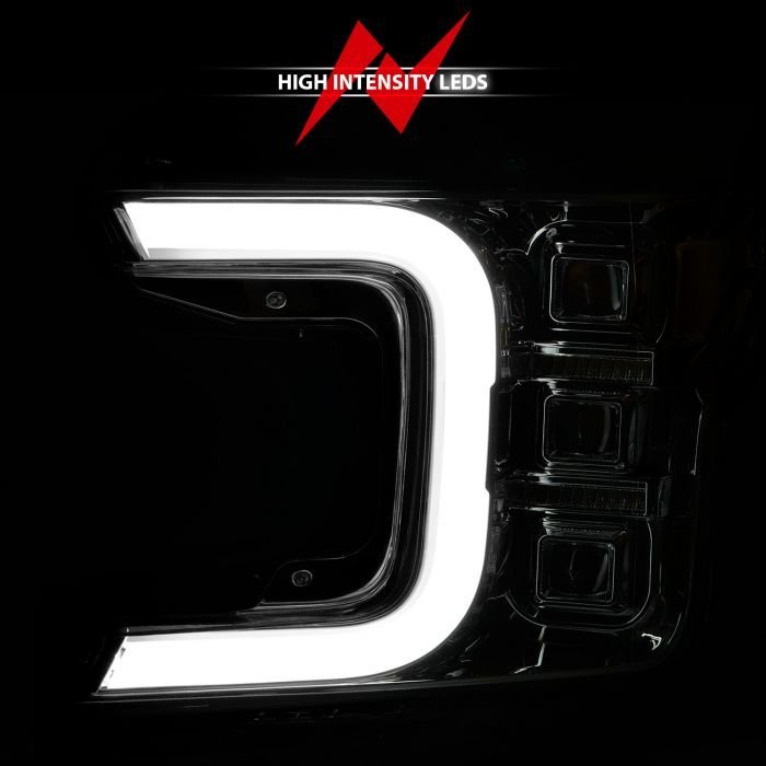 Ford F-150 18-20 Full Led C-bar Projector Headlights Chrome W/ Sequential Signal