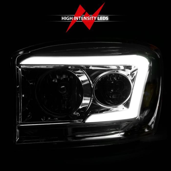 Dodge Ram 1500 06-08/ 2500/3500 06-09 Crystal Headlights Chrome W/ C Light Bar Amber