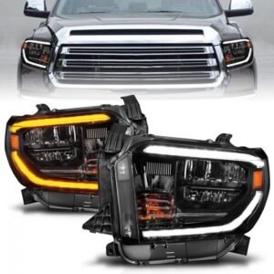 Toyota Tundra 14 -17 Led Crystal Switchback Plank Style Headlights Black - Image 1