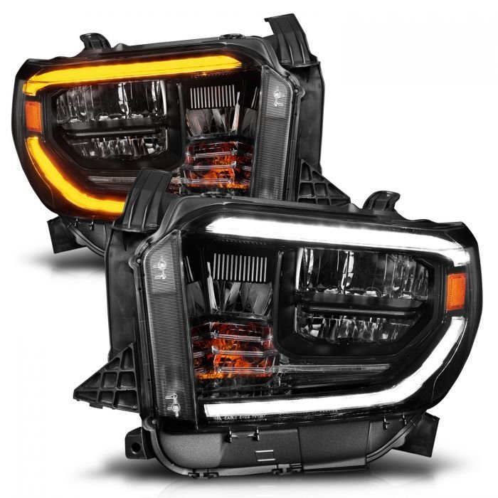 Toyota Tundra 14 -17 Led Crystal Switchback Plank Style Headlights Black