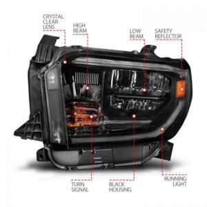 Toyota Tundra 14 -17 Led Crystal Switchback Plank Style Headlights Black - Image 2