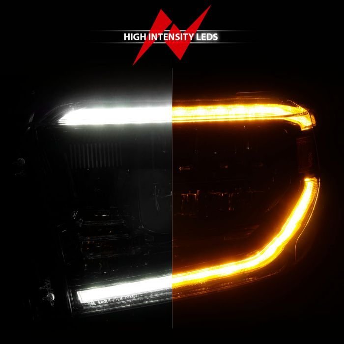 Toyota Tundra 14 -17 Led Crystal Switchback Plank Style Headlights Black