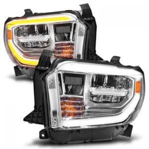 Toyota Tundra 14-17 Led Crystal Switchback Plank Style Headlights Chrome - Image 2