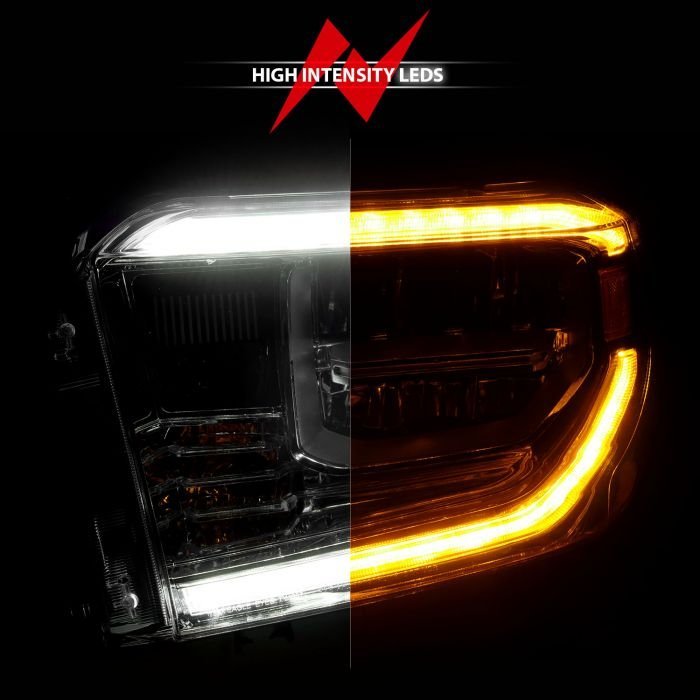 Toyota Tundra 14-17 Led Crystal Switchback Plank Style Headlights Chrome