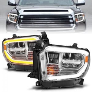 Toyota Tundra 14-20 Led Crystal Headlights Switchback Plank Style Chrome - Image 1