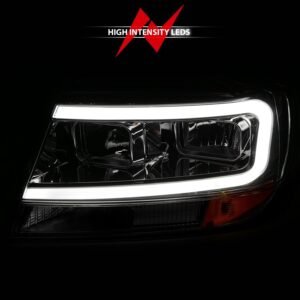 Jeep Grand Cherokee 99-04 Crystal Plank Style Headlights Chrome - Image 6