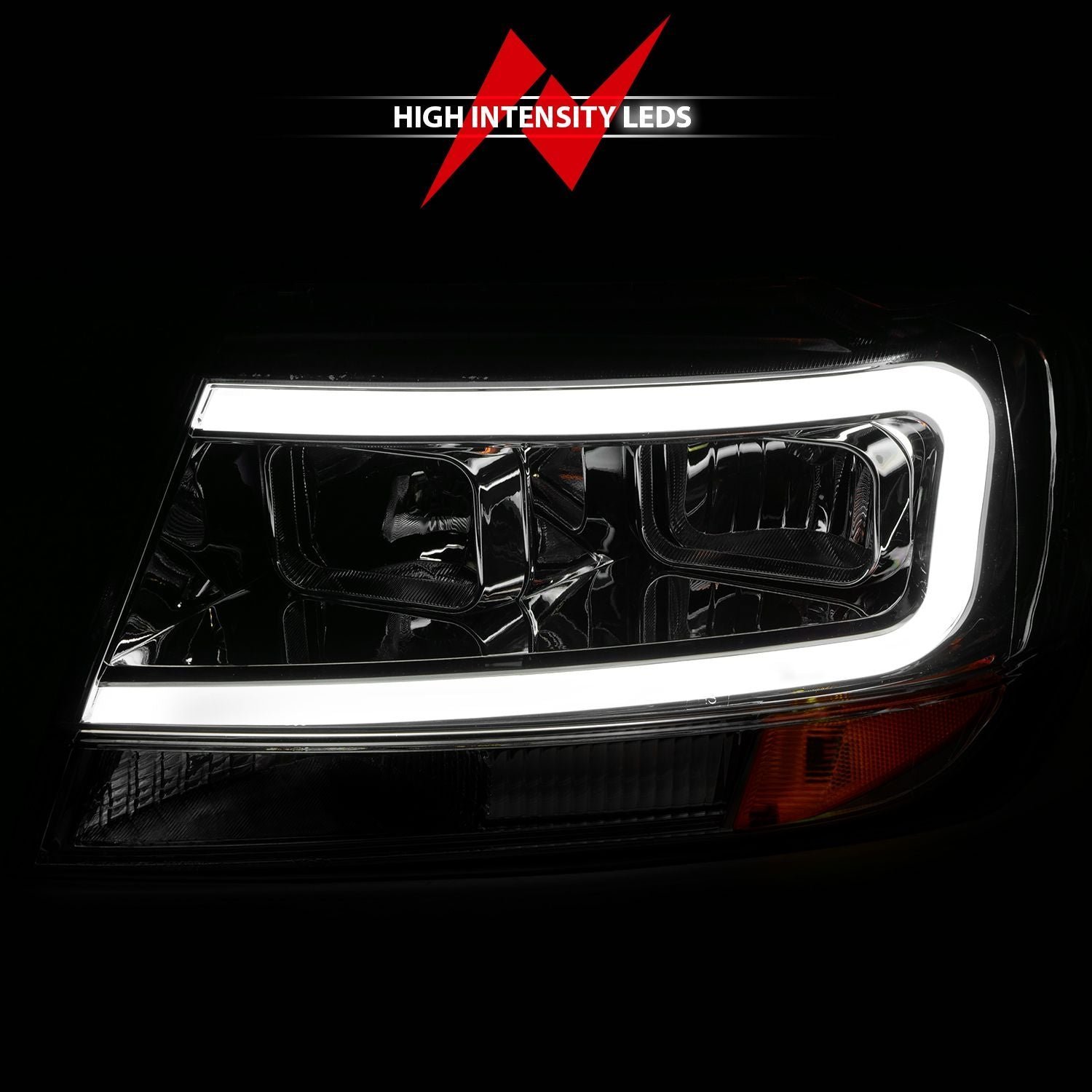 Jeep Grand Cherokee 99-04 Crystal Plank Style Headlights Chrome - Image 6