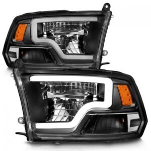 Dodge Ram 1500 09-18 / Ram 2500/3500 10-18 Full Led Crystal Headlights Black W/ C Style Bar - Image 4