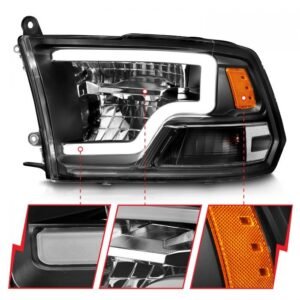Dodge Ram 1500 09-18 / Ram 2500/3500 10-18 Full Led Crystal Headlights Black W/ C Style Bar - Image 2