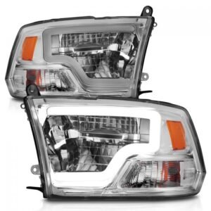 Dodge Ram 1500 09-18 / Ram 2500/3500 10-18 Full Led Headlights W/ C Light Bar Chrome - Image 2