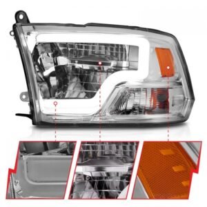 Dodge Ram 1500 09-18 / Ram 2500/3500 10-18 Full Led Headlights W/ C Light Bar Chrome - Image 3