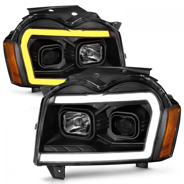 Jeep Grand Cherokee 05-07 Projector Switchback Plank Style Headlight Black