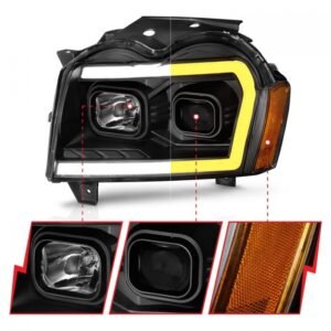 Jeep Grand Cherokee 05-07 Projector Switchback Plank Style Headlight Black - Image 3