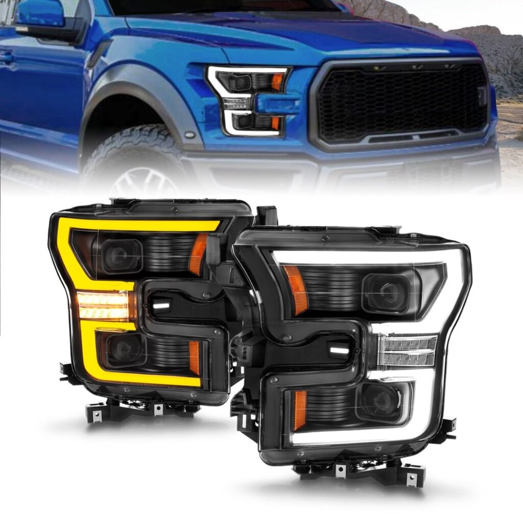 Ford F-150 15-17 Full Led Projector Headlights Black Housing W/ Switchback Light Bar